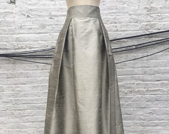 Silver Gray Silk Shantung Ball Gown Skirt, Made to Order