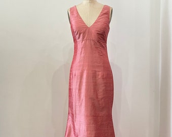 Rose Pink Silk Shantung Fit and Flare Gown, size X-small (4)