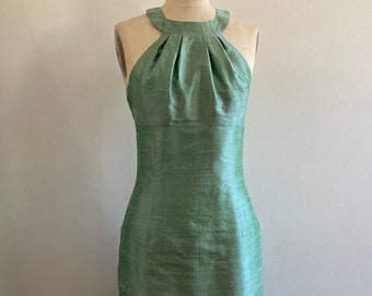 Mint Shantung Grecian Halter Cocktail Dress, size Small