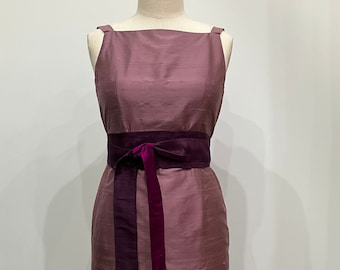 Amethyst Light Purple Silk Shantung Sheath Dress, size Large (10)