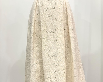 Ivory Eyelet Tea-length Skirt, size Small