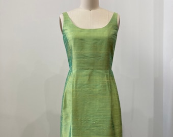 Fern Green Scooped Neckline Silk Shantung Cocktail Dress