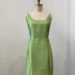 Fern Green Scooped Neckline Silk Shantung Cocktail Dress, size Small