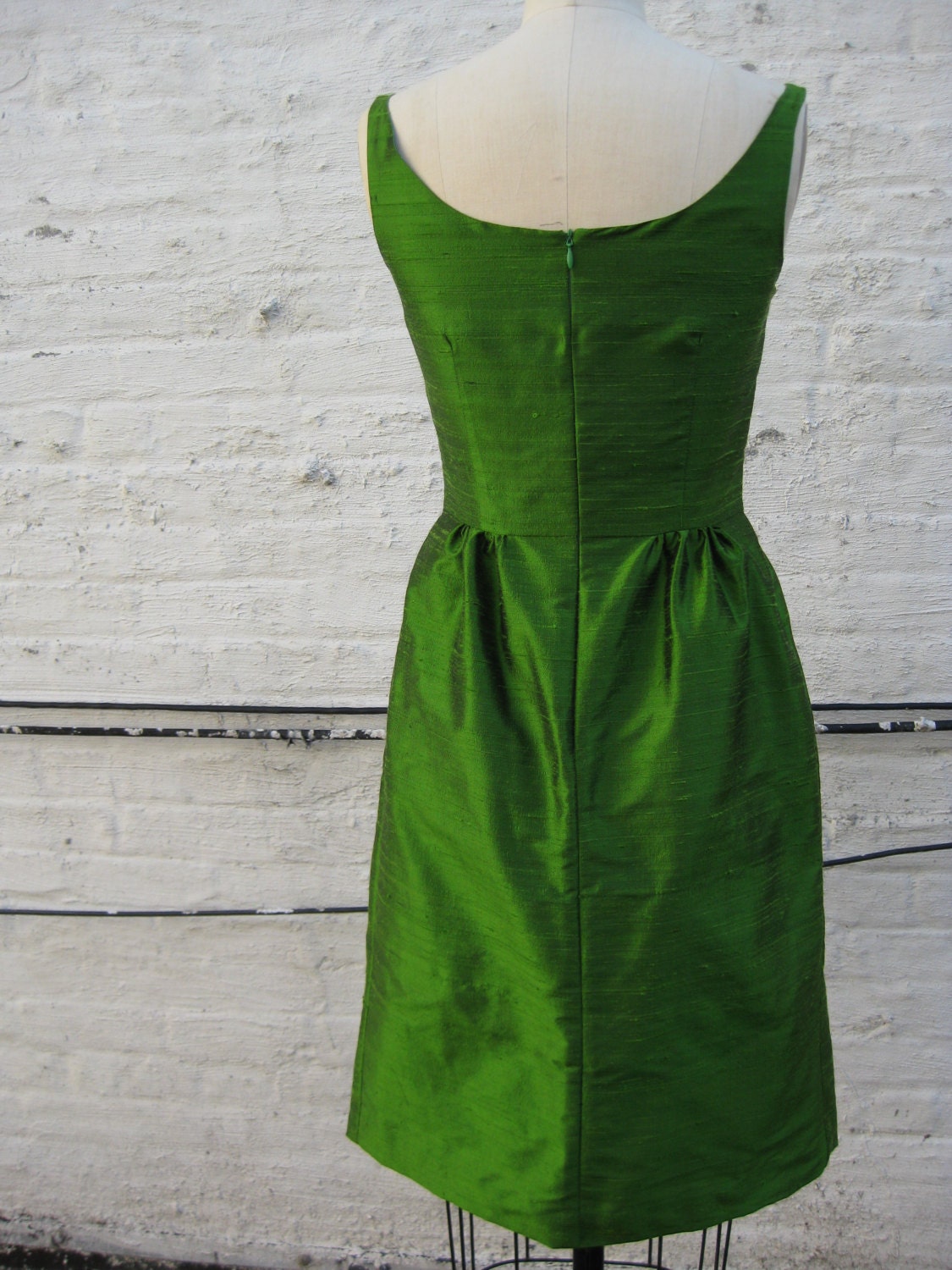 Apple Green Scooped Neckline Silk Shantung Cocktail Dress | Etsy