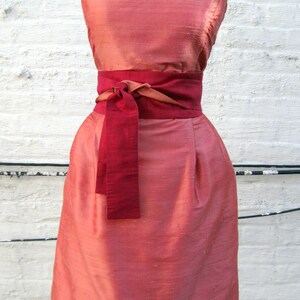 Coral Scooped Neckline Silk Shantung Cocktail Dress, Made to Order - Etsy