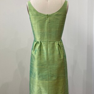 Fern Green Scooped Neckline Silk Shantung Cocktail Dress, size Small image 3