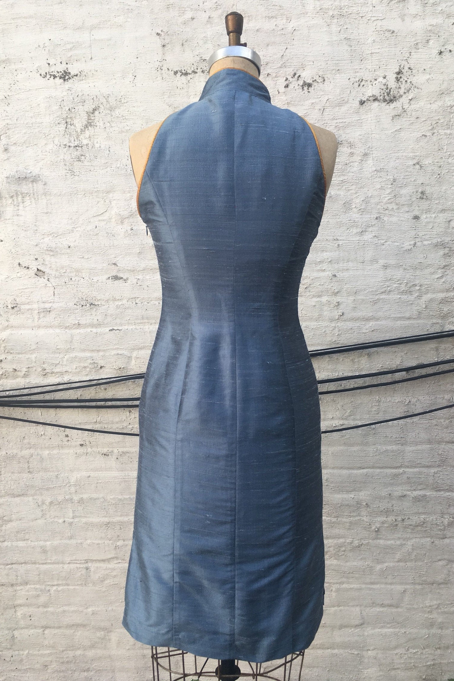 Slate Blue Silk Shantung Modern Cheongsam Dress Made to Order - Etsy