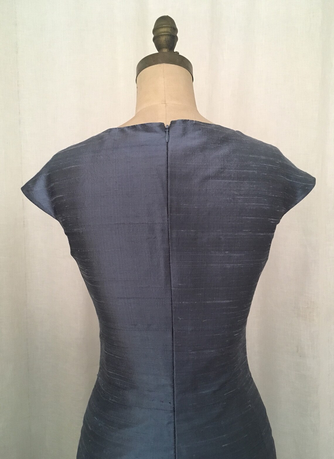 Slate Blue Silk Shantung Cap-sleeve Sheath Dress - Etsy