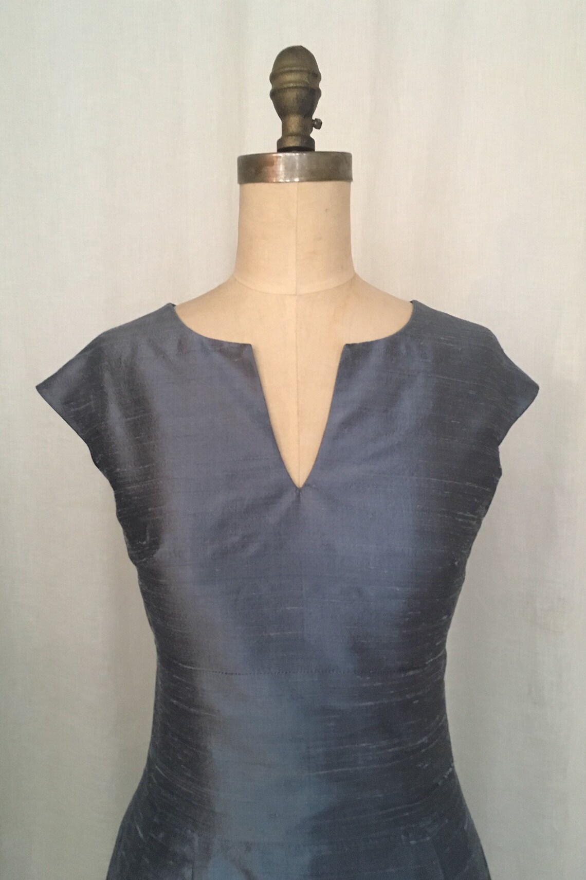Slate Blue Silk Shantung Cap-sleeve Sheath Dress - Etsy