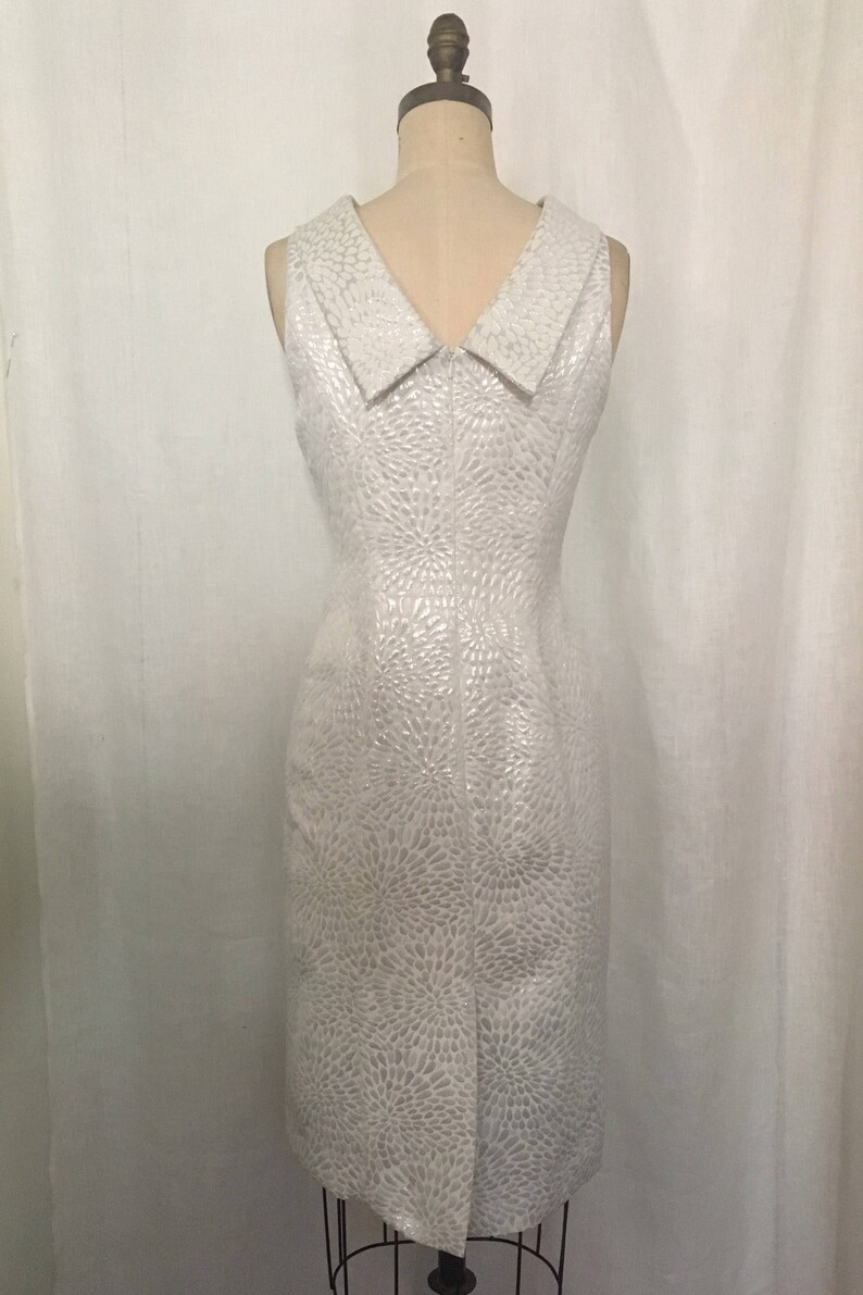 Ivory and Silver Brocade Vintage Inspired Sheath Dress, Size Medium - Etsy