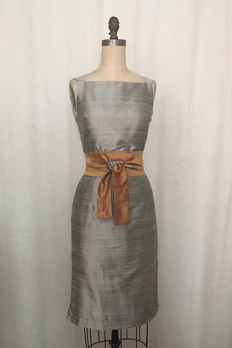 Silver Gray Shantung Simple Sheath Dress Made to Order - Etsy