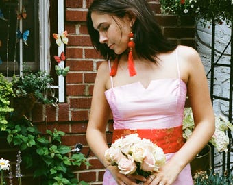 Pink Silk Shantung Cocktail Dress, Made to Order