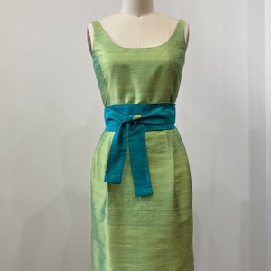 Fern Green Scooped Neckline Silk Shantung Cocktail Dress, size Small image 2