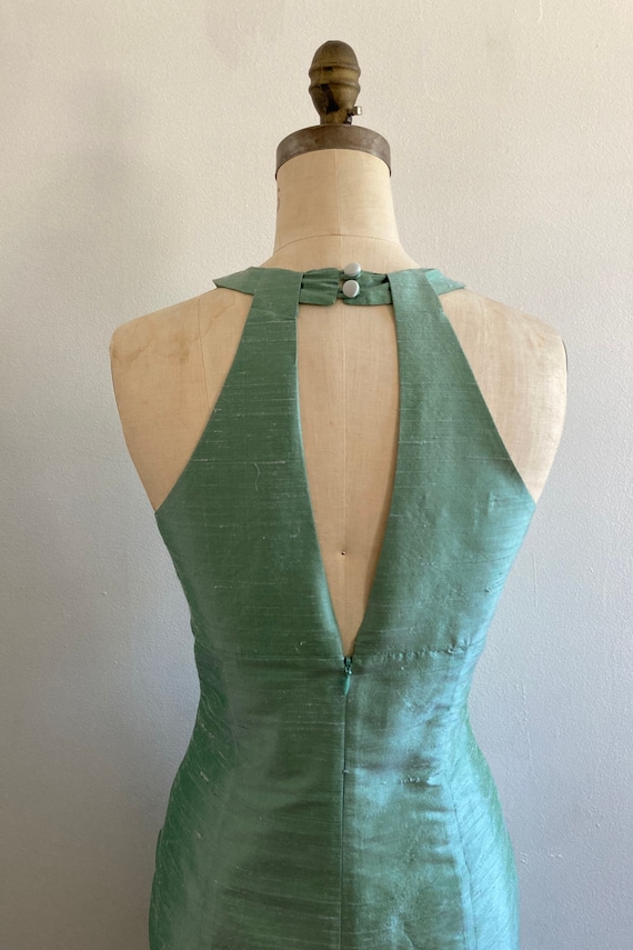 Mint Shantung Grecian Halter Cocktail Dress, Size Small - Etsy