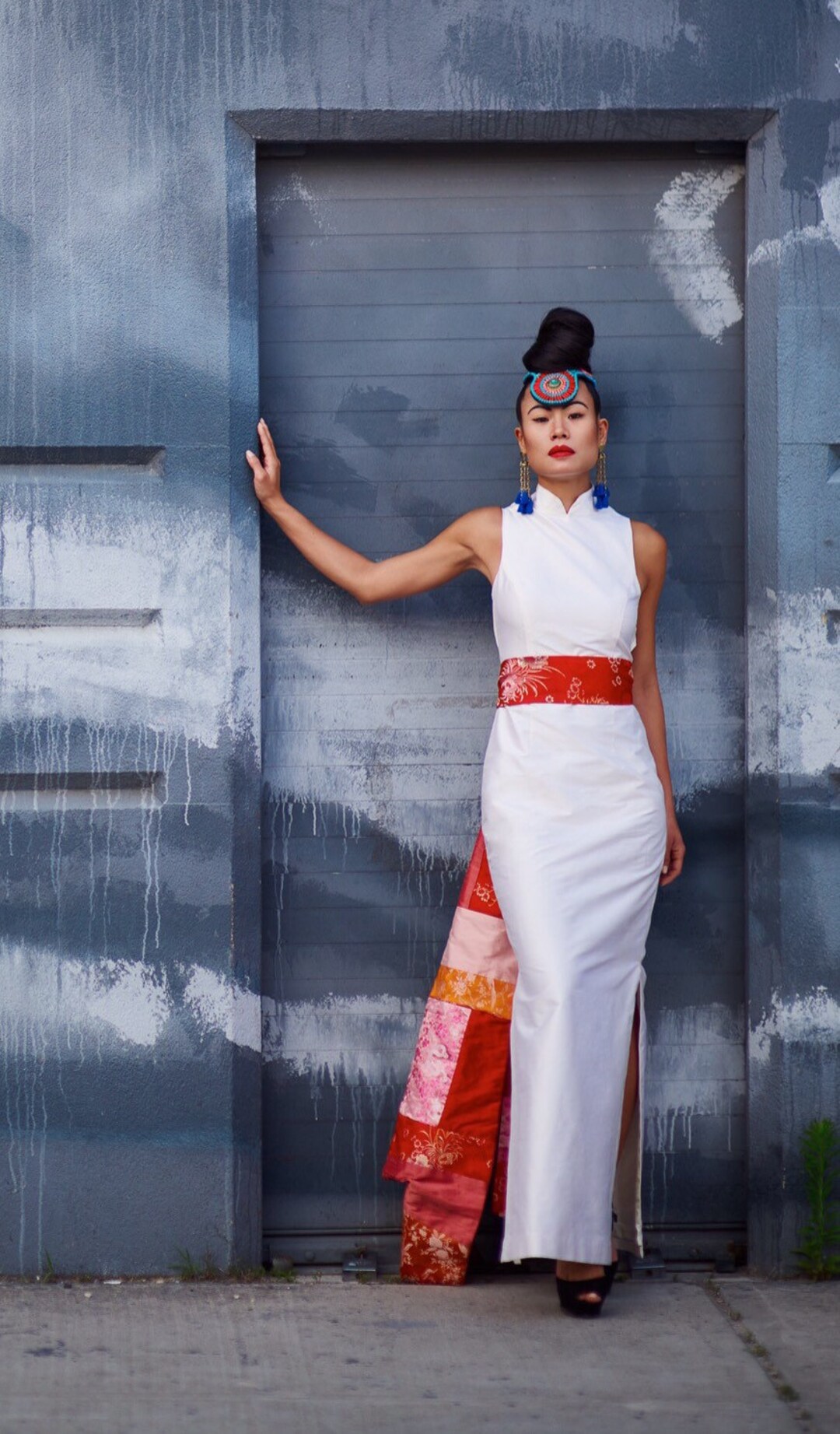 White Shantung Modern Cheongsam Dress, Made to Order Canada