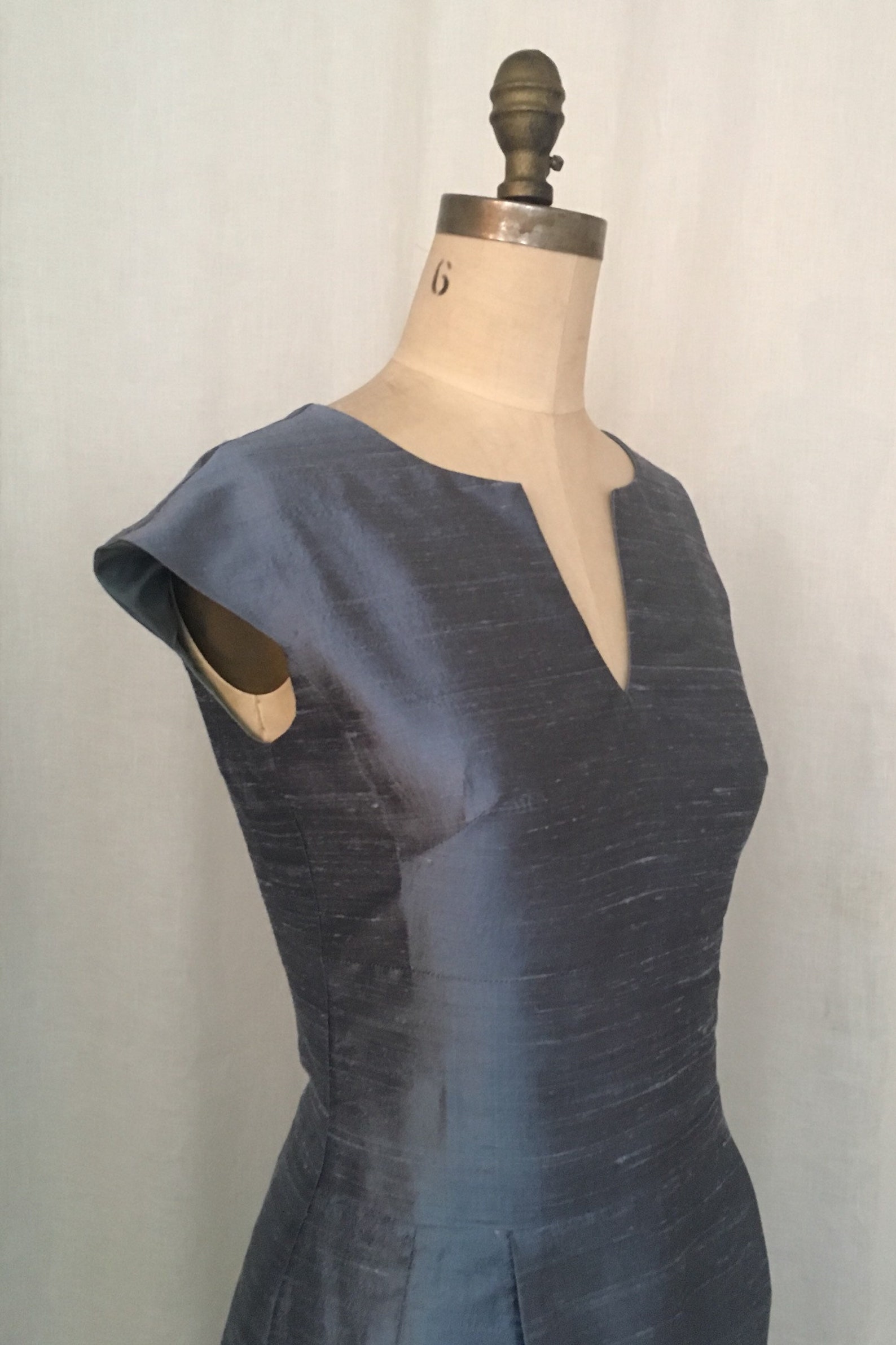 Slate Blue Silk Shantung Cap-sleeve Sheath Dress | Etsy