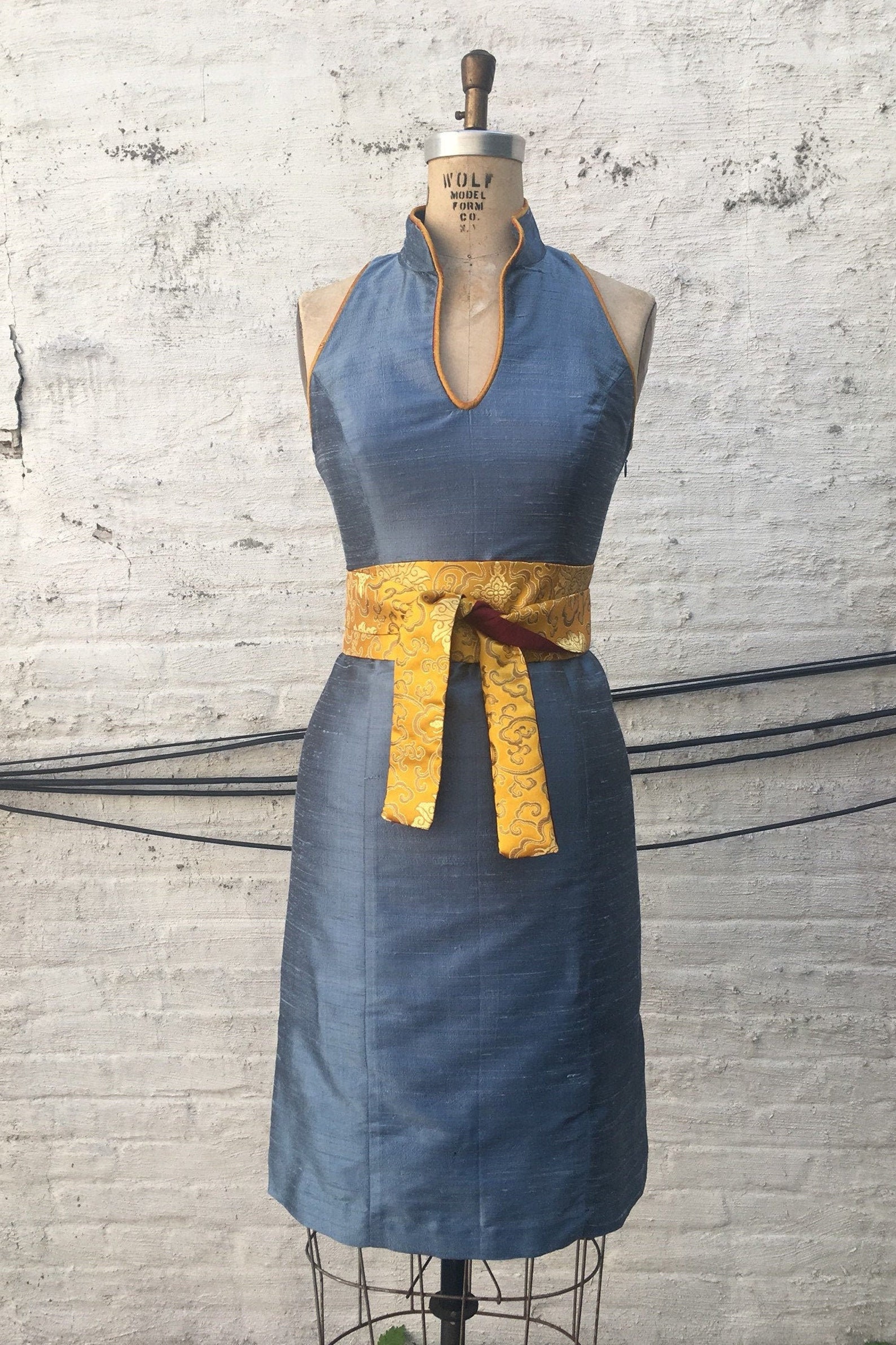 Slate Blue Silk Shantung Modern Cheongsam Dress Made to Order - Etsy