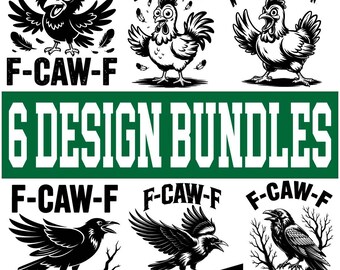 F-CAW-F Svg grappige zwarte kip set - digitale SVG PNG-download, sarcastische haan bundel voor T-shirts, Cricut & boerderij humor ontwerpen, f Caw f
