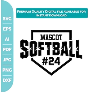 Custom Softball Mascot Team Logo Design (Digital Download)