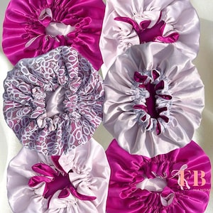Reversible Satin Bonnet for Women, Silk Satin Sleep Bonnet for Curly Hair, Double Layer Adjustable Hair Bonnet, Natural Hair Night Cap.