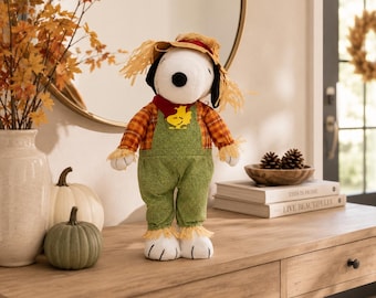 Decoración otoñal de Snoopy como espantapájaros, Snoopy de pie de Peanuts, decoración otoñal de 55 cm, decoración de entrada para Acción de Gracias, Woodstock