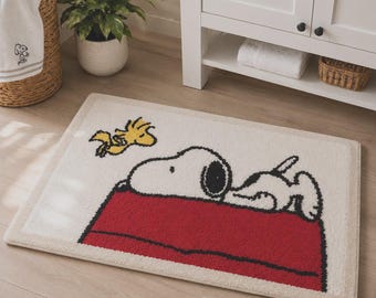 Juego de alfombras de baño de Snoopy de Peanuts / Alfombras de baño Woodstock, decoración acogedora de felpa