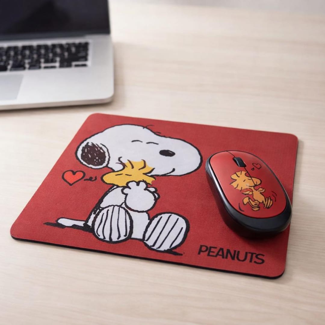 Peanuts Snoopy Wireless Mouse & Pad Set – Office Desk Accessory - Etsy
