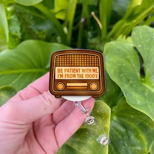 Please Be Patient With Me Badge Reel | Funny Teacher Accessories | Vintage Style Retractable Name Badge Clip for Educators