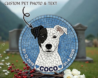 Custom Mosaic Memorial Garden Stone: Pet Portrait Tile Design Round Plaque