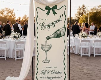Personalized Linen Cotton Tapestry: Engagement Sign, Party Banner