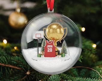 Personalized Basketball 3D Ball Ornament - Custom Sports Player Team Gift