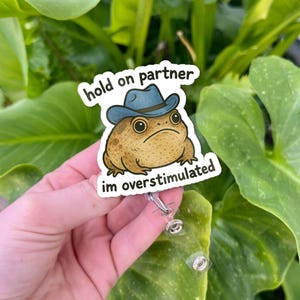 Cowboy Rain Frog Badge Reel: Funny Nurse ID Holder