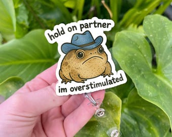 Cowboy Rain Frog Badge Reel: Funny Nurse ID Holder