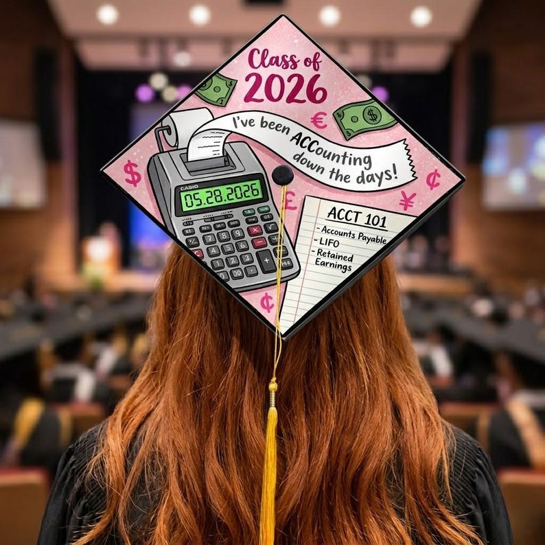 Accounting Graduation Cap Topper Funny Pun Quote Finance Major ...