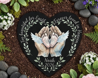 Personalized Baby Memorial Stone: Heart Slate Grave Marker Infant Loss Sympathy Gift