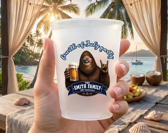 Vaso esmerilado personalizado de Bigfoot para el 4 de julio: Recuerdo personalizado para el 250 aniversario familiar.