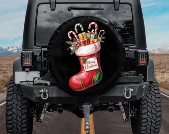 "Weihnachtsstrumpf - Ersatzreifenhülle - ""Jeep"" Urlaub Accessoire."