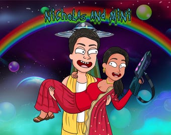 Custom Cartoon Portrait from Photo, Unique Anniversary Gift (Digital JPEG File Available)