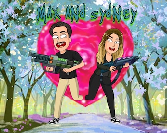 Custom Cartoon Portrait from Photo, Unique Anniversary Gift (Digital JPEG File Available) fixed