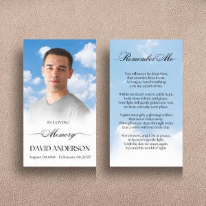 Personalized Funeral Photo Prayer Cards, Laminated Memorial Remembrance Obituary (Printed/Digital)