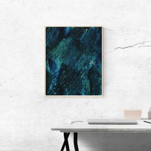 Deep Blue Abstract Art Print | Ocean-Inspired Digital Download | Dark Wall Art for Modern Spaces