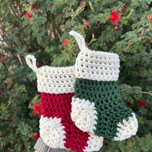 Crochet Mini Christmas Stockings – Handmade Ornament – Tiny Stockings for Garland or Gift Tags