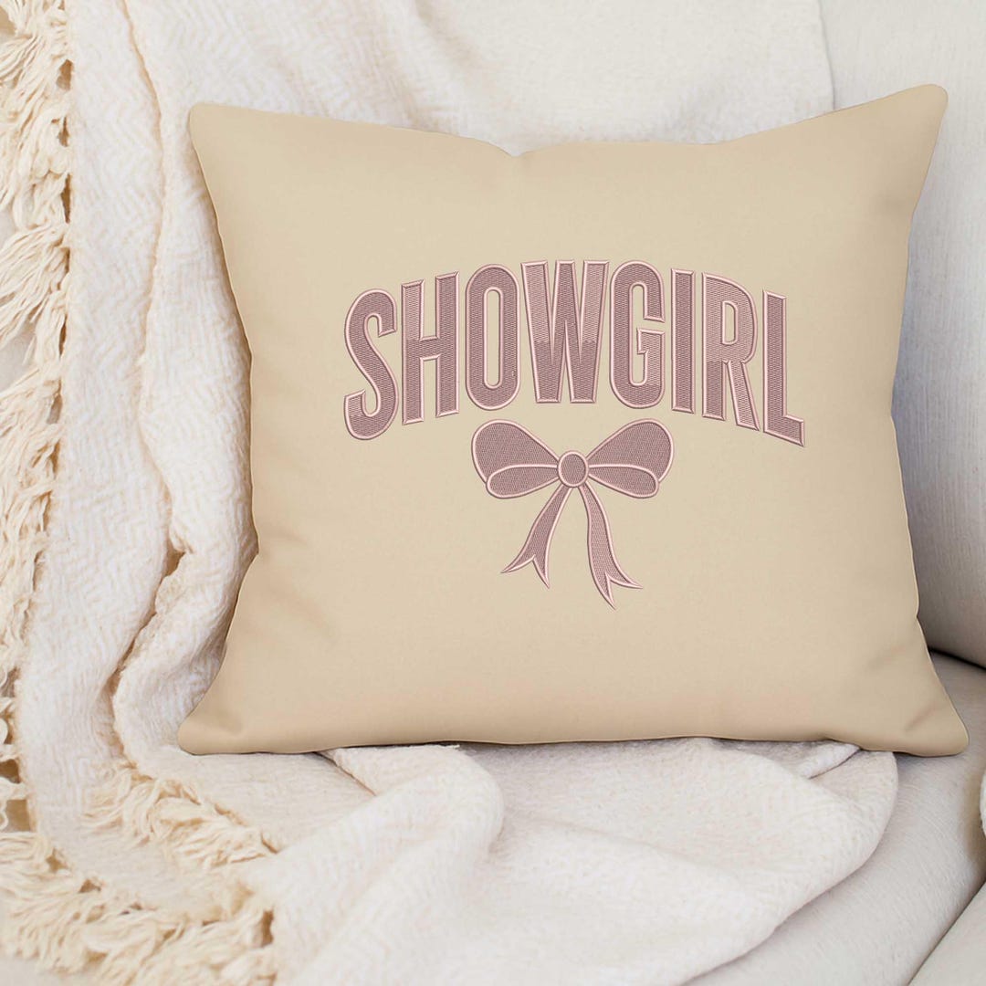 Bow Lettering Showgirl Embroidery Design, Bow Lettering Applique, Dance Team Feminine ...