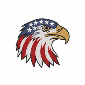 Patriottische adelaar hoofd borduurwerk ontwerpen, Amerikaanse vlag Bald Eagle American Pride thema