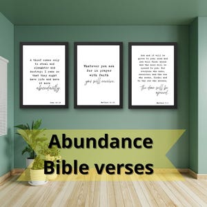 Bible affirmations abundance, Bible verse print, Christian home decor, Modern Bible quotes, Christian wall art, set of 3 wall writings