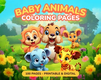 Baby Animals Printable Coloring Pages For Kids, Coloring Book For Children, Printable Coloring Pages, Kids Coloring Sheets, Drawing Creative