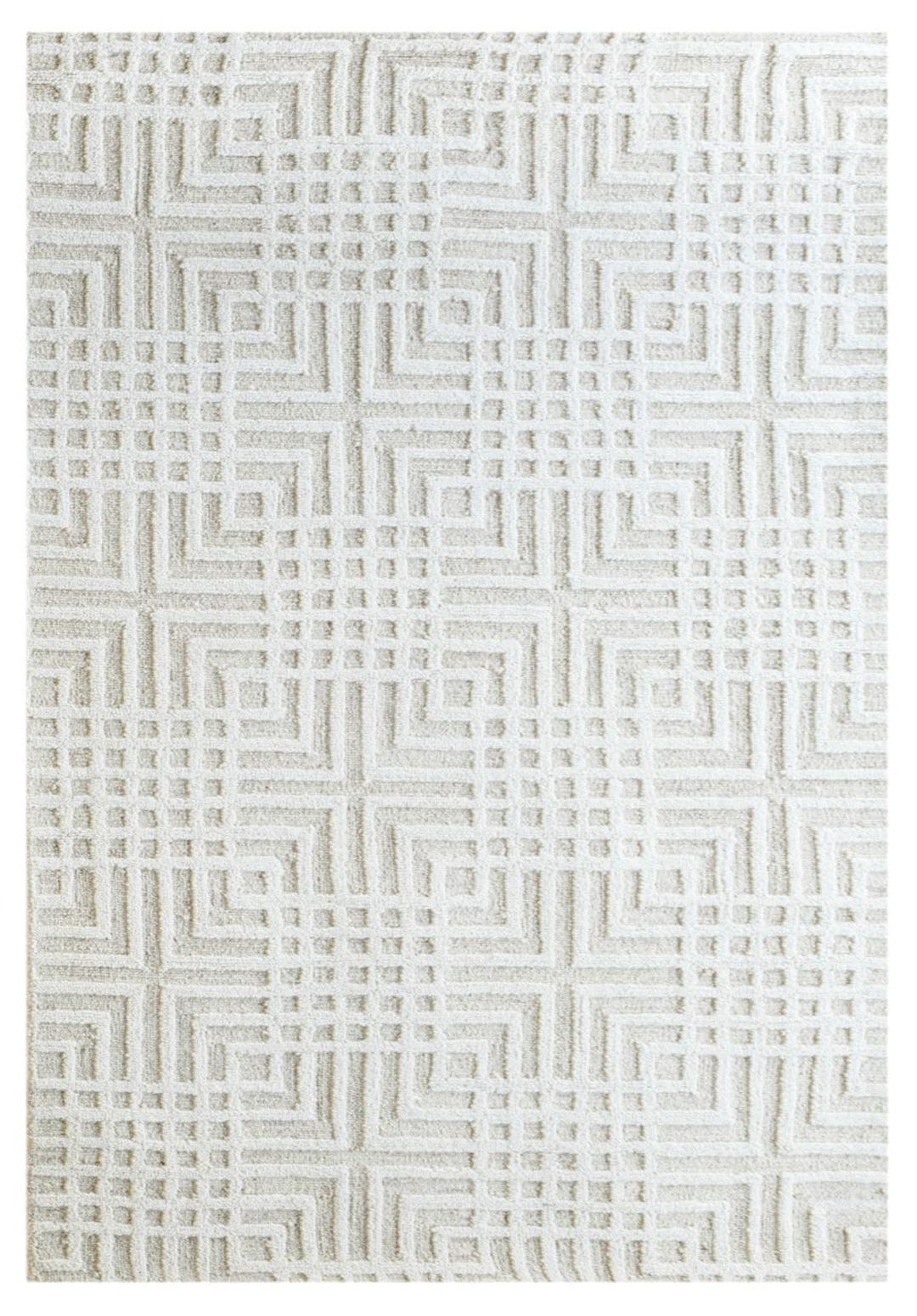 Ivory Maze Rug Hand Tufted Wool Rug: Geometric Maze, Ivory & Beige - Etsy