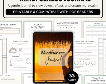 Undated Mindfulness Journal Meditation Planner for Daily Calm and Presence, Printable & Digital PDF