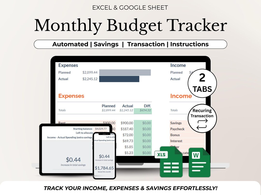 Simple Monthly Google Sheet Budget Planner Tracker for Beginners, Track ...