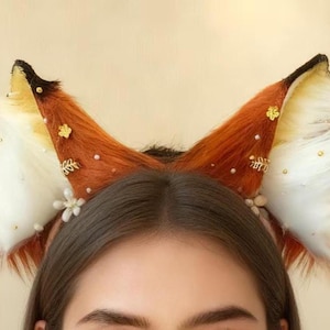 Braune Fuchsohren und Schwanz Set, Handgefertigtes Kunstpelz Cosplay Set, Flauschig Pelziges Neko Kit, Therian Ausrüstung, Realistische Fuchsohren für Anime & Halloween